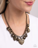 Paparazzi "Heart Hangout" Brass Necklace & Earring Set Paparazzi Jewelry
