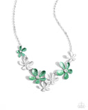 Paparazzi "Reflective Rundown" Green Necklace & Earring Set Paparazzi Jewelry