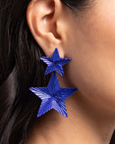 Paparazzi "Patriotic Promise" Blue Post Earrings Paparazzi Jewelry