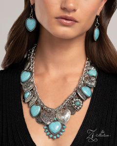 Paparazzi "Devoted" Blue 2024 Zi Collection Necklace & Earring Set Paparazzi Jewelry