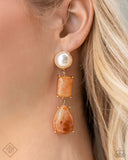 Paparazzi "Marbled Masterpiece" Orange Fashion Fix Post Earrings Paparazzi Jewelry