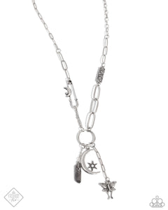 Paparazzi "Celestial Confidence" Silver Fashion Fix Necklace & Earring Set Paparazzi Jewelry