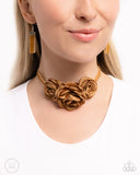 Paparazzi "Home-Grown Homage" Brown Choker Necklace & Earring Set Paparazzi Jewelry