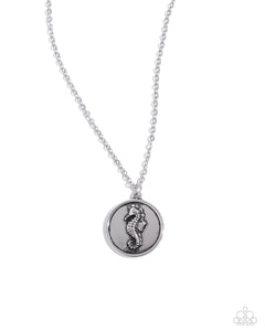 Paparazzi "Seahorse Solo" Silver Necklace & Earring Set Paparazzi Jewelry