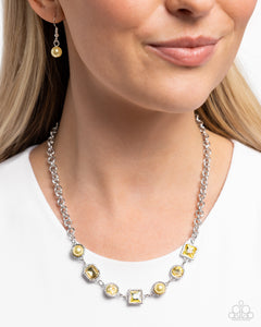 Paparazzi "Bejeweled Bravado" Yellow Necklace & Earring Set Paparazzi Jewelry