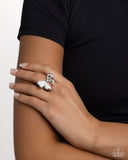 Paparazzi "BOW-stopper" White Ring Paparazzi Jewelry