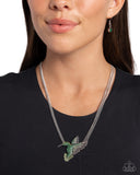 Paparazzi "Hummingbird Headline" Green Necklace & Earring Set Paparazzi Jewelry