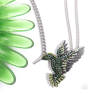 Paparazzi "Hummingbird Headline" Green Necklace & Earring Set Paparazzi Jewelry