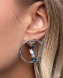 Paparazzi "Pronged Patchwork" Blue Post Earrings Paparazzi Jewelry