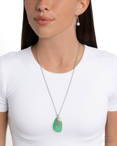 Paparazzi "Sea Glass Stash" Green Necklace & Earring Set Paparazzi Jewelry