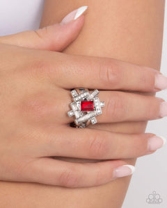 Paparazzi "Tastefully Tilted" Red Ring Paparazzi Jewelry