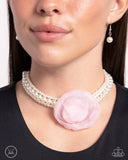 Paparazzi "Radiant Rosette" Pink Choker Necklace & Earring Set Paparazzi Jewelry