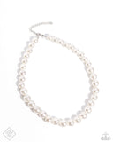 Paparazzi "Dashing Definition" White Fashion Fix Necklace & Earring Set Paparazzi Jewelry