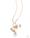 Paparazzi "Youve Got The HEART" Gold Lanyard Necklace & Earring Set Paparazzi Jewelry