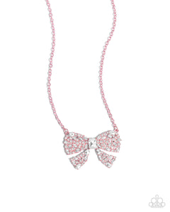 Paparazzi "Bewitching Bow" Pink Necklace & Earring Set Paparazzi Jewelry