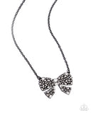 Paparazzi "Bewitching Bow" Black Necklace & Earring Set Paparazzi Jewelry