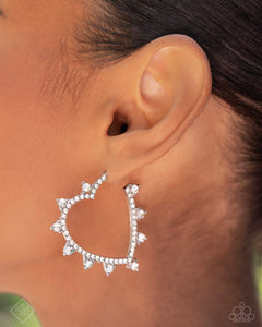 Paparazzi "Excessive Elevation" White Fashion Fix Post Earrings Paparazzi Jewelry