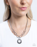 Paparazzi "Linked Leader" Silver Necklace & Earring Set Paparazzi Jewelry