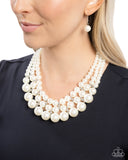 Paparazzi "Glossy Gala" White Necklace & Earring Set Paparazzi Jewelry