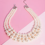 Paparazzi "Glossy Gala" White Necklace & Earring Set Paparazzi Jewelry