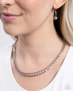 Paparazzi "Laidback Layers" Silver Necklace & Earring Set Paparazzi Jewelry