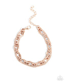 Paparazzi "Chained Celebration - Rose Gold Paparazzi Jewelry