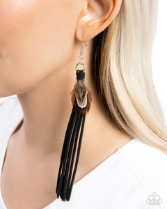 Paparazzi "Feathered Festivity" Black Earrings Paparazzi Jewelry