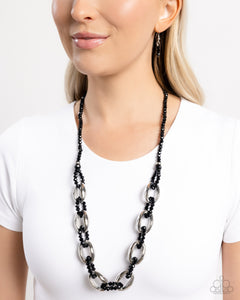 Paparazzi "Flickering Fact" Black Necklace & Earring Set Paparazzi Jewelry