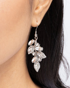 Paparazzi "Flourishing Feature" White Earrings Paparazzi Jewelry