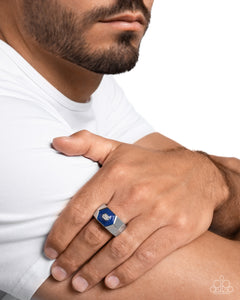 Paparazzi "Hexagonal Headliner" Blue Men's Ring Paparazzi Jewelry