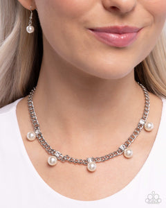 Paparazzi "Pearl Pedestal" White Necklace & Earring Set Paparazzi Jewelry