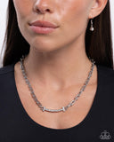 Paparazzi "Anchored Actress" White Necklace & Earring Set Paparazzi Jewelry