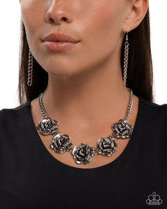 Paparazzi "Refreshing Roses" Silver Necklace & Earring Set Paparazzi Jewelry