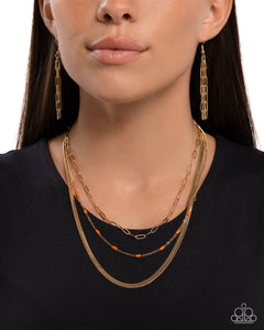 Paparazzi "Mismatched Magic" Orange Necklace & Earring Set Paparazzi Jewelry