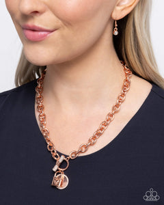 Paparazzi "Locked Lady" Copper Necklace & Earring Set Paparazzi Jewelry