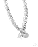 Paparazzi "Locked Lady" White Necklace & Earring Set Paparazzi Jewelry