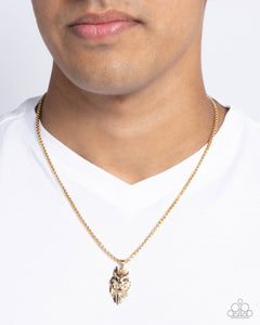 Paparazzi "Wolf Warrior" Gold Men's Urban Necklace Unisex Paparazzi Jewelry