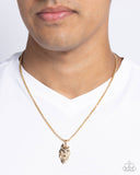 Paparazzi "Wolf Warrior" Gold Men's Urban Necklace Unisex Paparazzi Jewelry