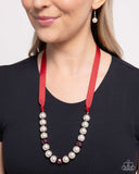 Paparazzi "Exclusive Ease" Red Necklace & Earring Set Paparazzi Jewelry