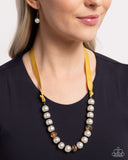 Paparazzi "Exclusive Ease" Yellow Necklace & Earring Set Paparazzi Jewelry