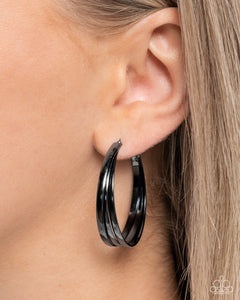 Paparazzi "Layover Leader" Black Post Earrings Paparazzi Jewelry