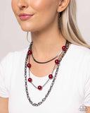 Paparazzi "High-Class Haute" Red Necklace & Earring Set Paparazzi Jewelry