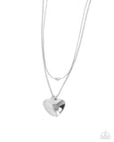 Paparazzi "Halting Hearts" Silver Necklace & Earring Set Paparazzi Jewelry