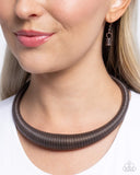 Paparazzi "Dramatic Dynasty" Copper Choker Necklace & Earring Set Paparazzi Jewelry