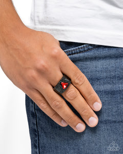 Paparazzi "Trenchant Triangle" Red Men's Ring Paparazzi Jewelry