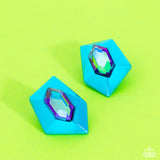 Paparazzi "Dauntless Detail" Blue Clip On Earrings Paparazzi Jewelry