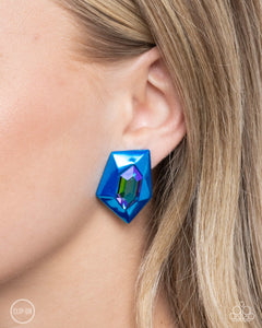 Paparazzi "Dauntless Detail" Blue Clip On Earrings Paparazzi Jewelry