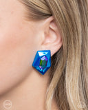 Paparazzi "Dauntless Detail" Blue Clip On Earrings Paparazzi Jewelry