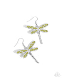 Paparazzi "Dragonfly Descent" Green Earrings Paparazzi Jewelry