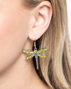 Paparazzi "Dragonfly Descent" Green Earrings Paparazzi Jewelry